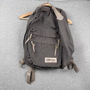 Vintage Eastpak Backpack Gray 20" Nylon Made In USA Soft Case Bag Mens Daypack